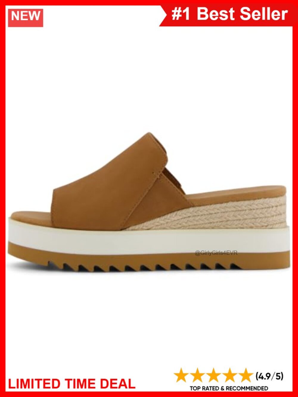 TOMS Diana Mule Wedge Sandal Leather Slip On Comfort